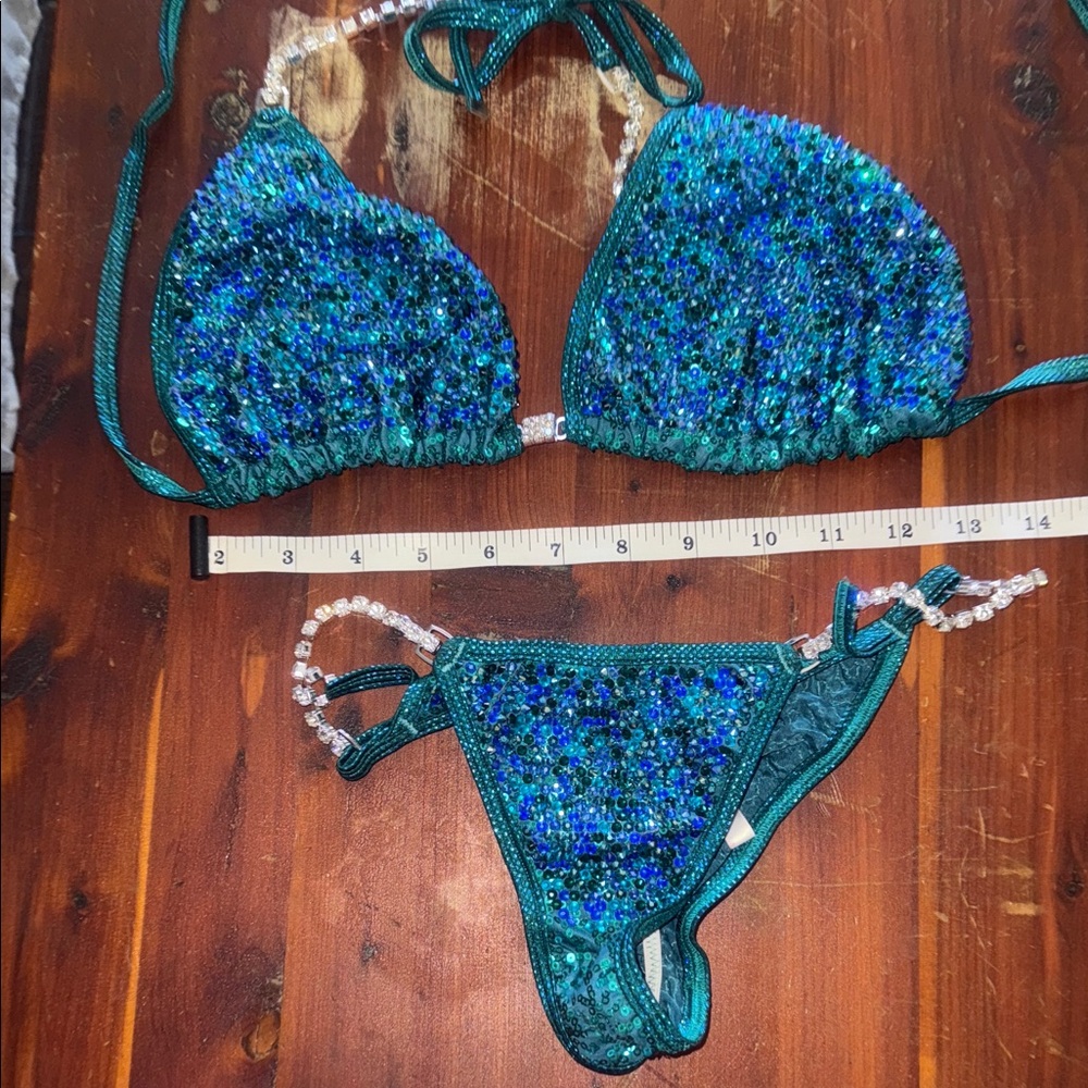 Sequin Teal Bikini Set